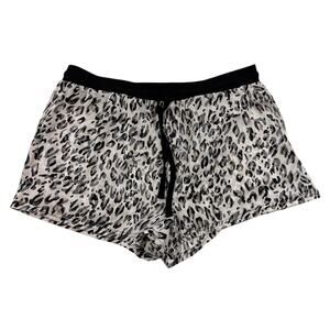 BARE NECESSITIES Womens Satin Sleep Shorts Animal Print Gray White M